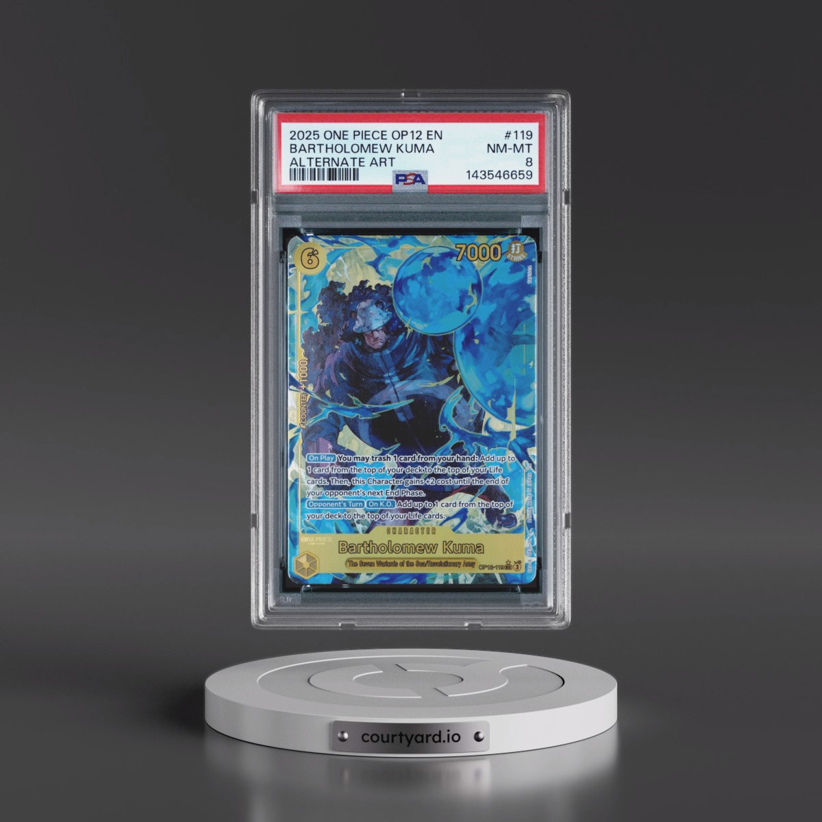 2025 One Piece OP12-Legacy of the Master #119 Bartholomew Kuma - Alternate Art (PSA 8 NM-MT)