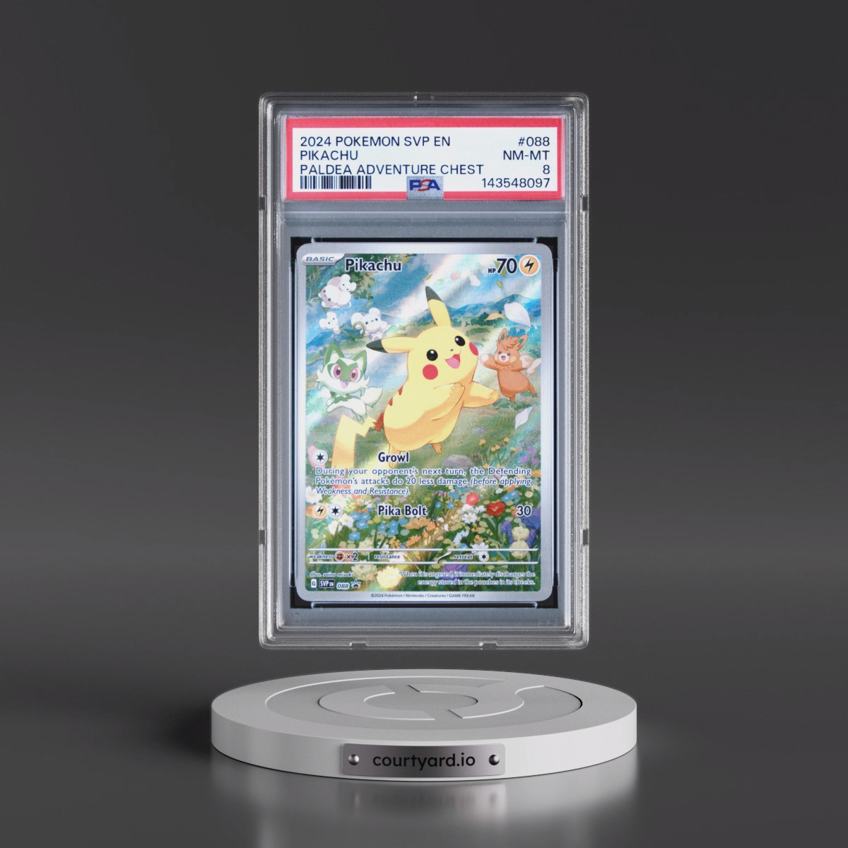 2024 Pokémon Svp EN-SV Black Star Promo #088 Pikachu - Paldea Adventure Chest (PSA 8 NM-MT)