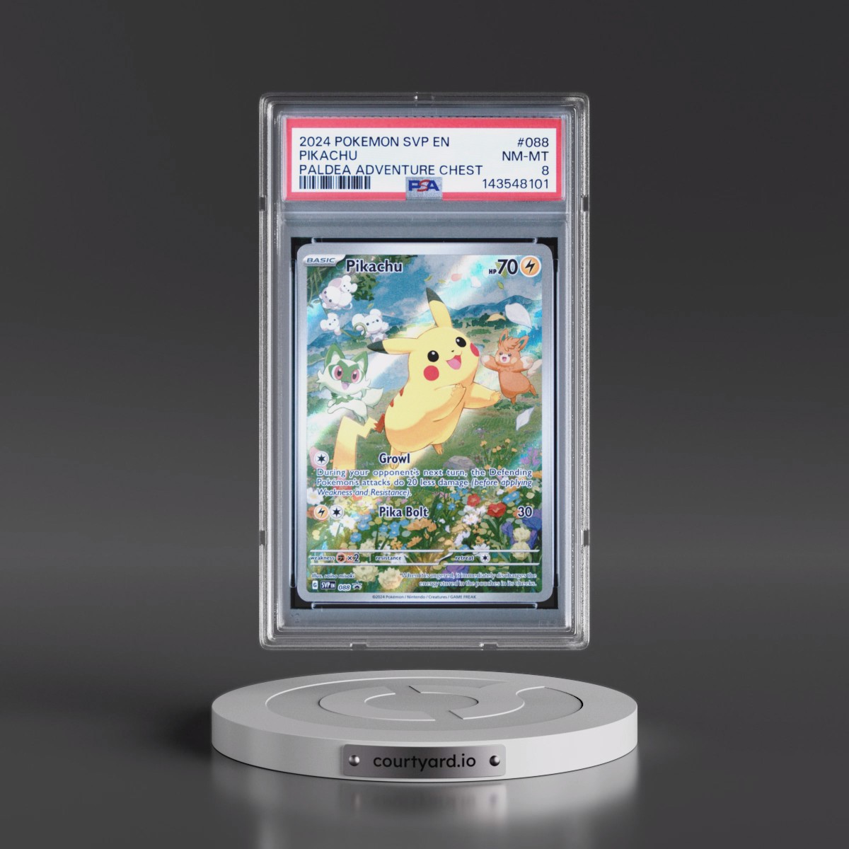 2024 Pokémon Svp EN-SV Black Star Promo #088 Pikachu - Paldea Adventure Chest (PSA 8 NM-MT)