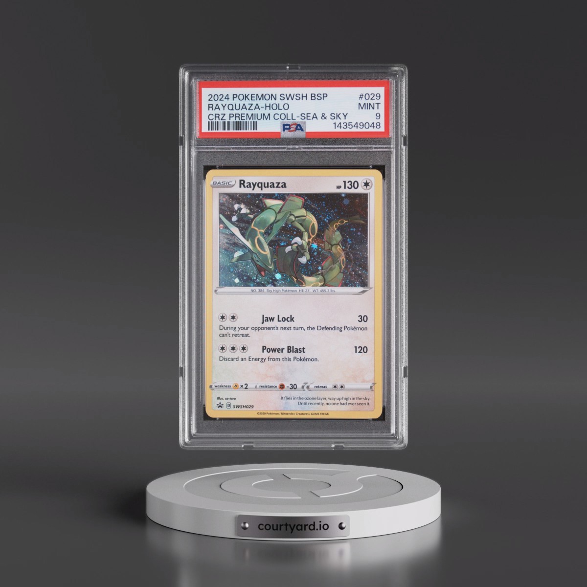 2024 Pokémon Swsh Black Star Promo #029 Rayquaza - Holo Crown Zenith Premium Collection Sea & Sky (PSA 9 MINT)