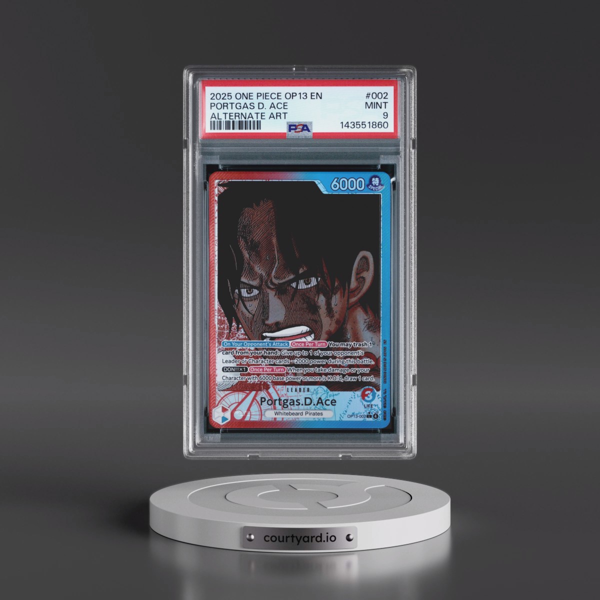 2025 One Piece OP13-Carrying on His Will #002 Portgas D. Ace - Alternate Art (PSA 9 MINT)