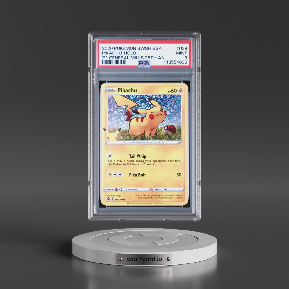 2020 Pokémon Swsh Black Star Promo #039 Pikachu - Holo 2021 General Mills 25th Anniversary (PSA 9 MINT)