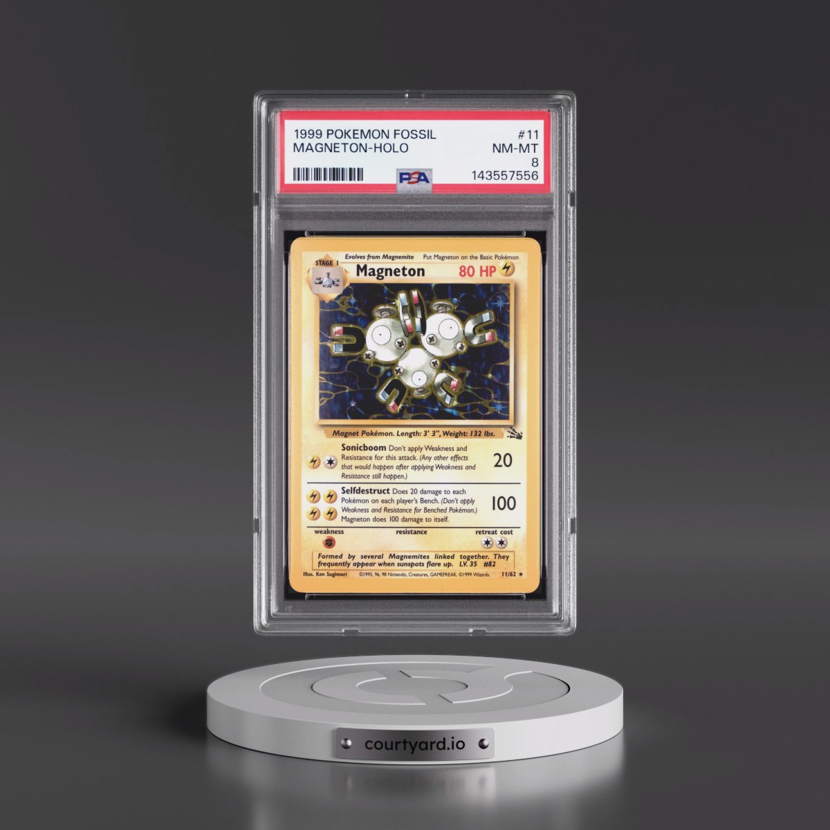1999 Pokémon Fossil #11 Magneton - Holo (PSA 8 NM-MT)