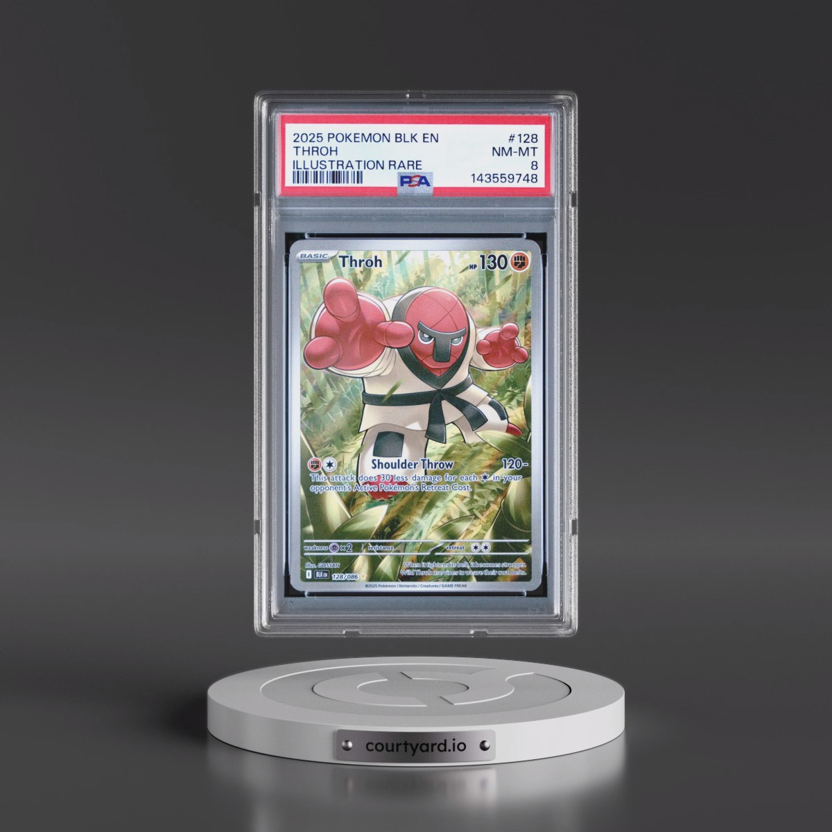 2025 Pokémon Blk EN-Black Bolt #128 Throh - Illustration Rare (PSA 8 NM-MT)