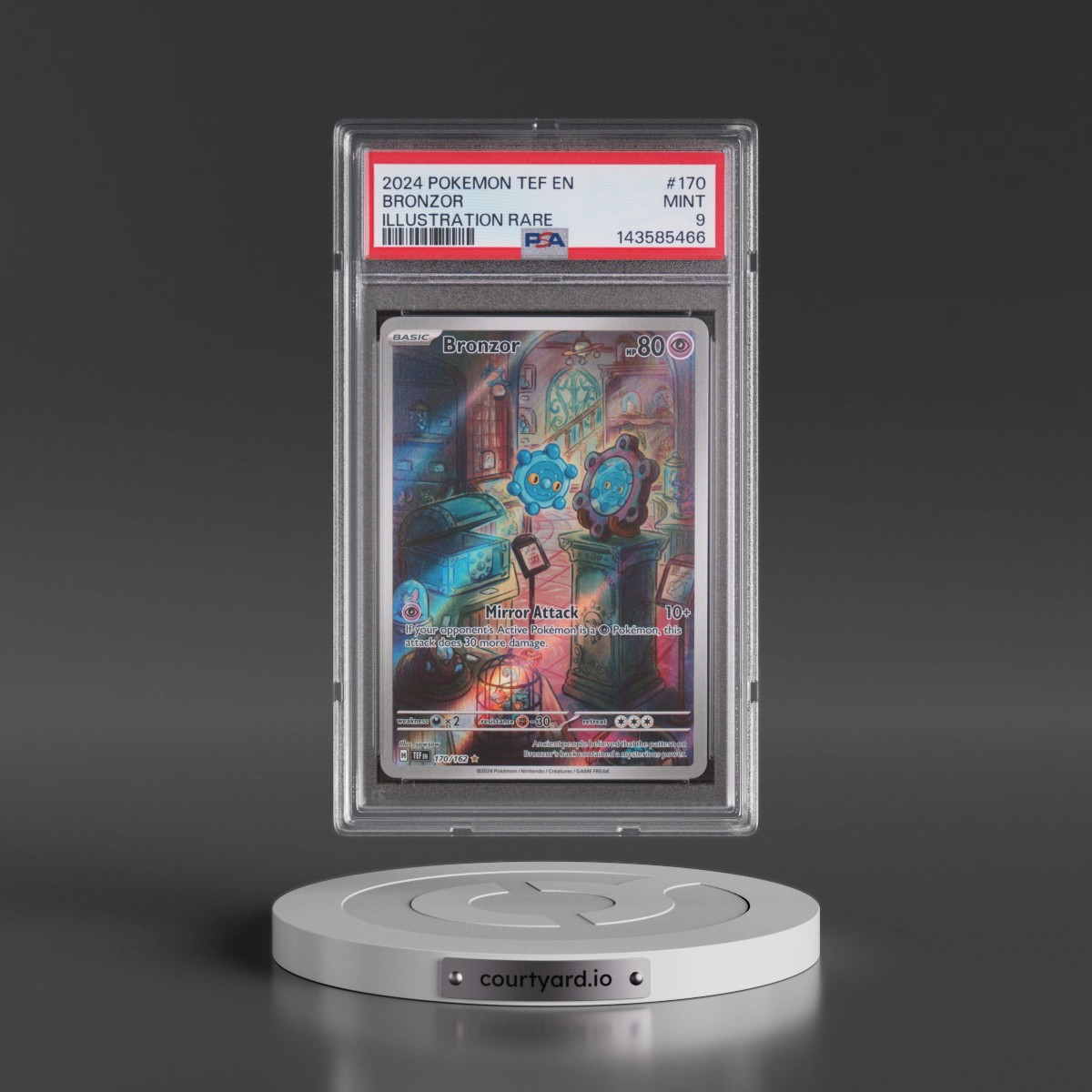 2024 Pokémon Tef EN-Temporal Forces #170 Bronzor - Illustration Rare (PSA 9 MINT)