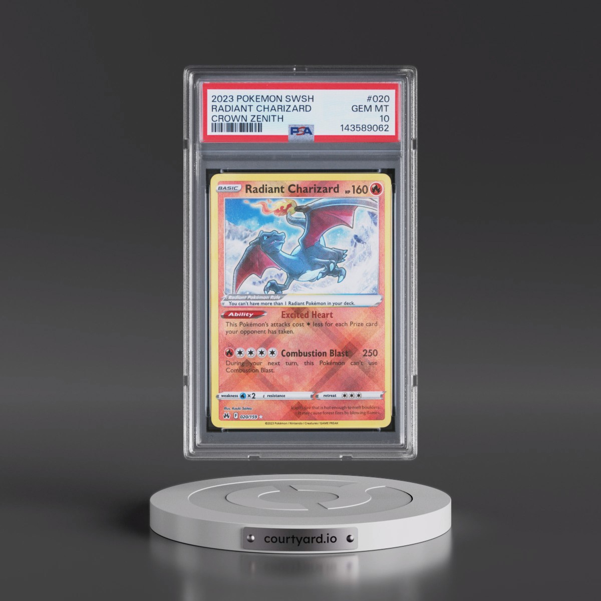 2023 Pokémon Sword and Shield Crown Zenith Radiant Charizard - Holo #020 PSA 10