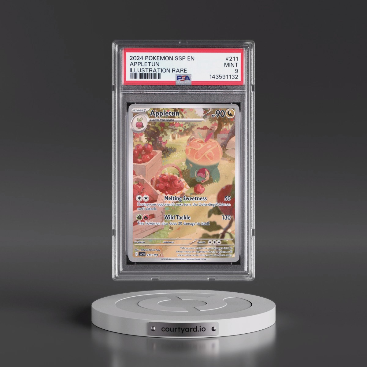 2024 Pokémon Ssp EN-Surging Sparks #211 Appletun - Illustration Rare (PSA 9 MINT)