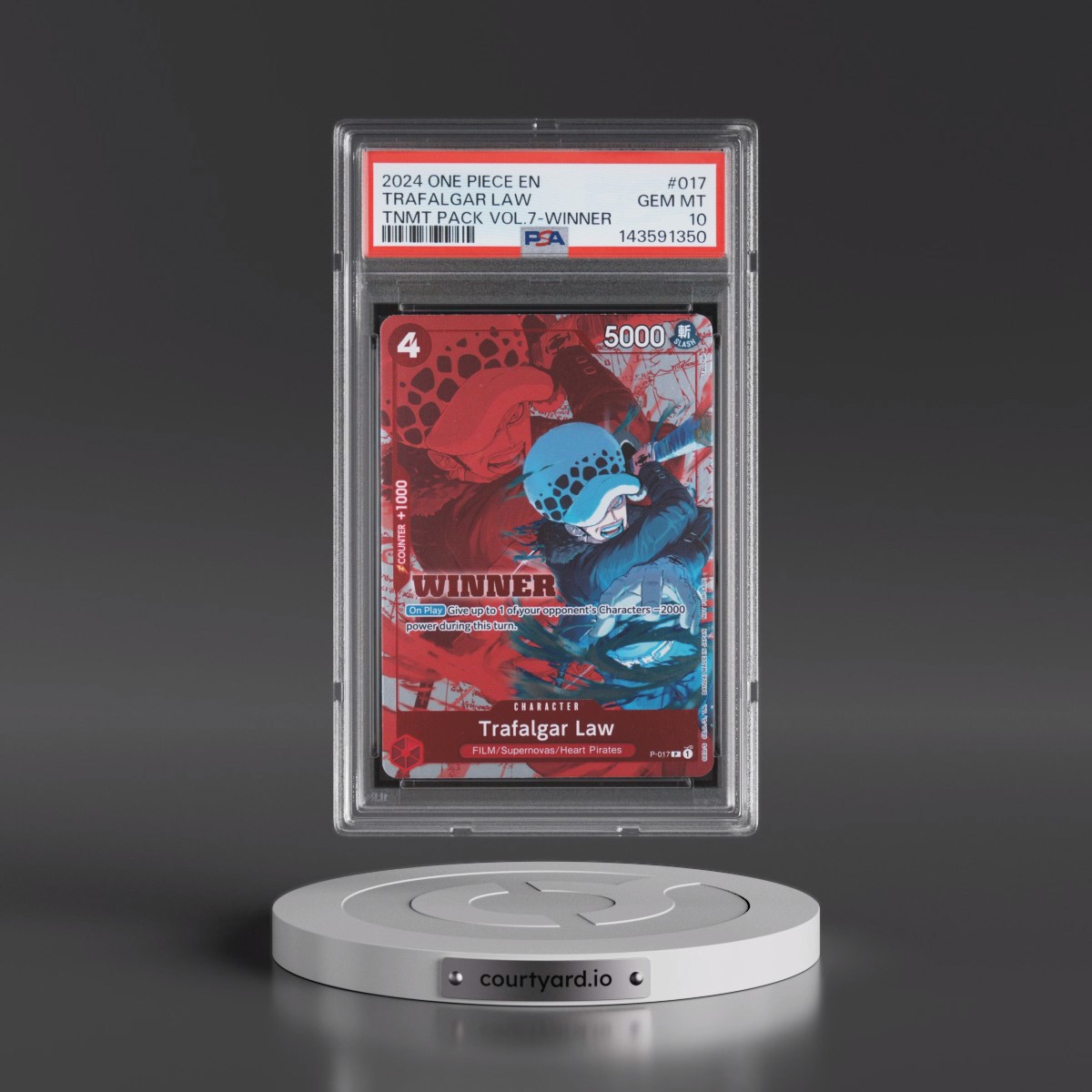 2024 One Piece Tournament Pack Vol.7 #017 Trafalgar Law - Winner (PSA 10 GEM MINT)