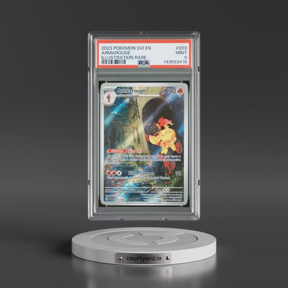 2023 Pokémon Svi EN-Scarlet & Violet #203 Armarouge - Illustration Rare (PSA 9 MINT)