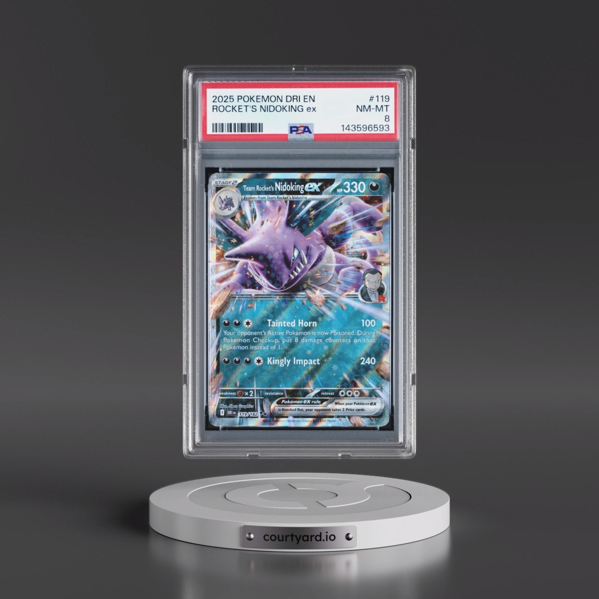 2025 Pokémon Dri EN-Destined Rivals #119 Team Rocket's Nidoking EX - Holo (PSA 8 NM-MT)