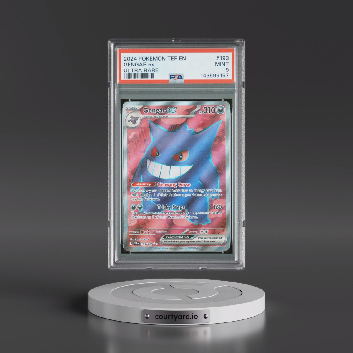 2024 Pokémon Tef EN-Temporal Forces #193 Gengar EX - Holo Ultra Rare (PSA 9 MINT)
