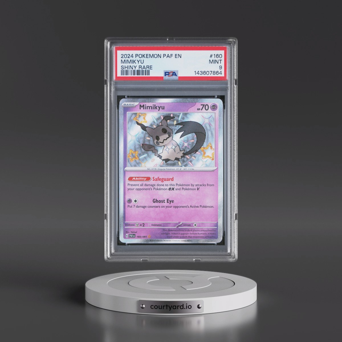 2024 Pokémon Paf EN-Paldean Fates #160 Mimikyu - Shiny Rare (PSA 9 MINT)