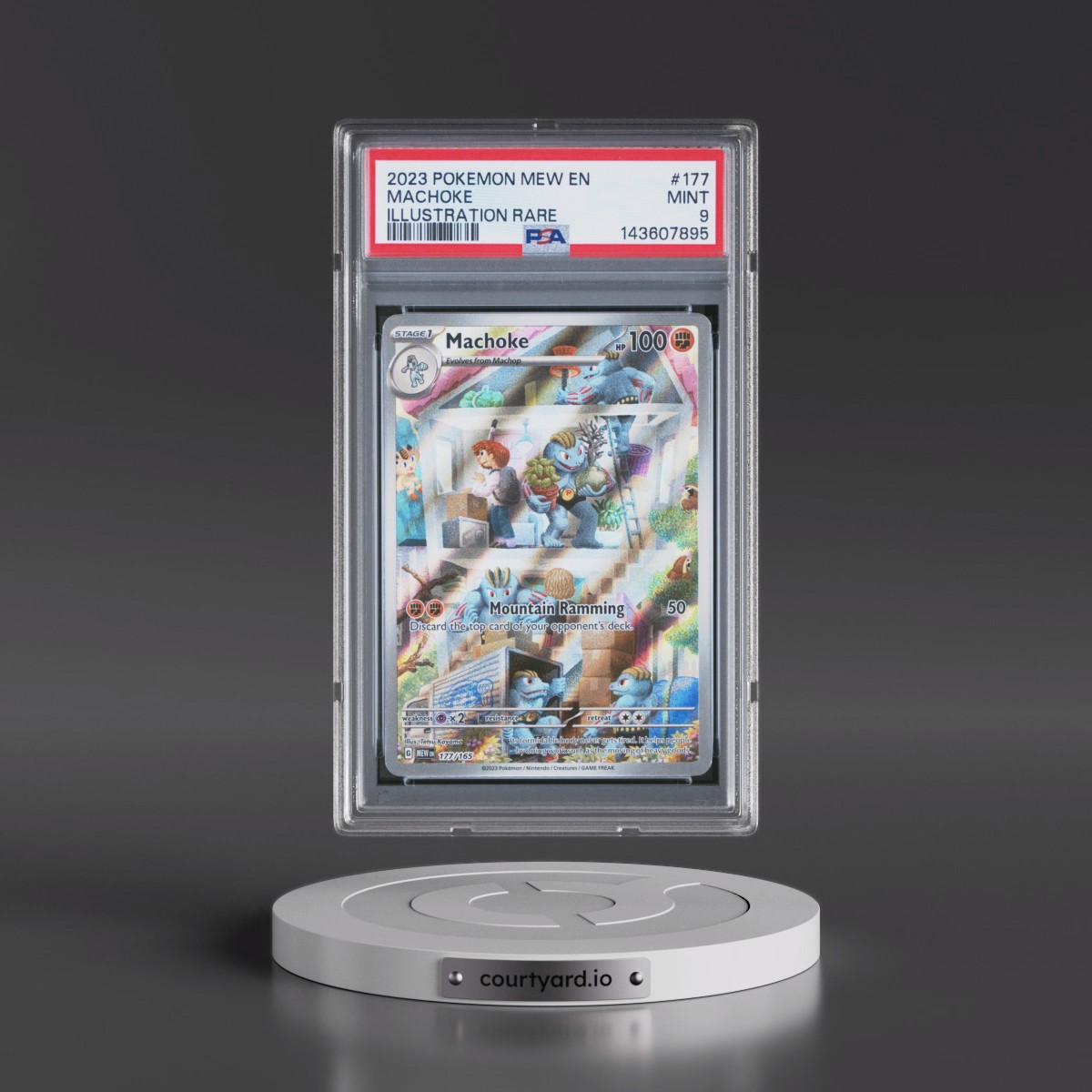 2023 Pokémon Mew EN-151 #177 Machoke - Illustration Rare (PSA 9 MINT)