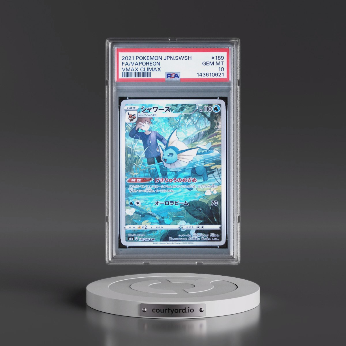 2021 Pokémon Sword & Shield Vmax Climax #189 Vaporeon - Full Art (PSA 10 GEM MINT)