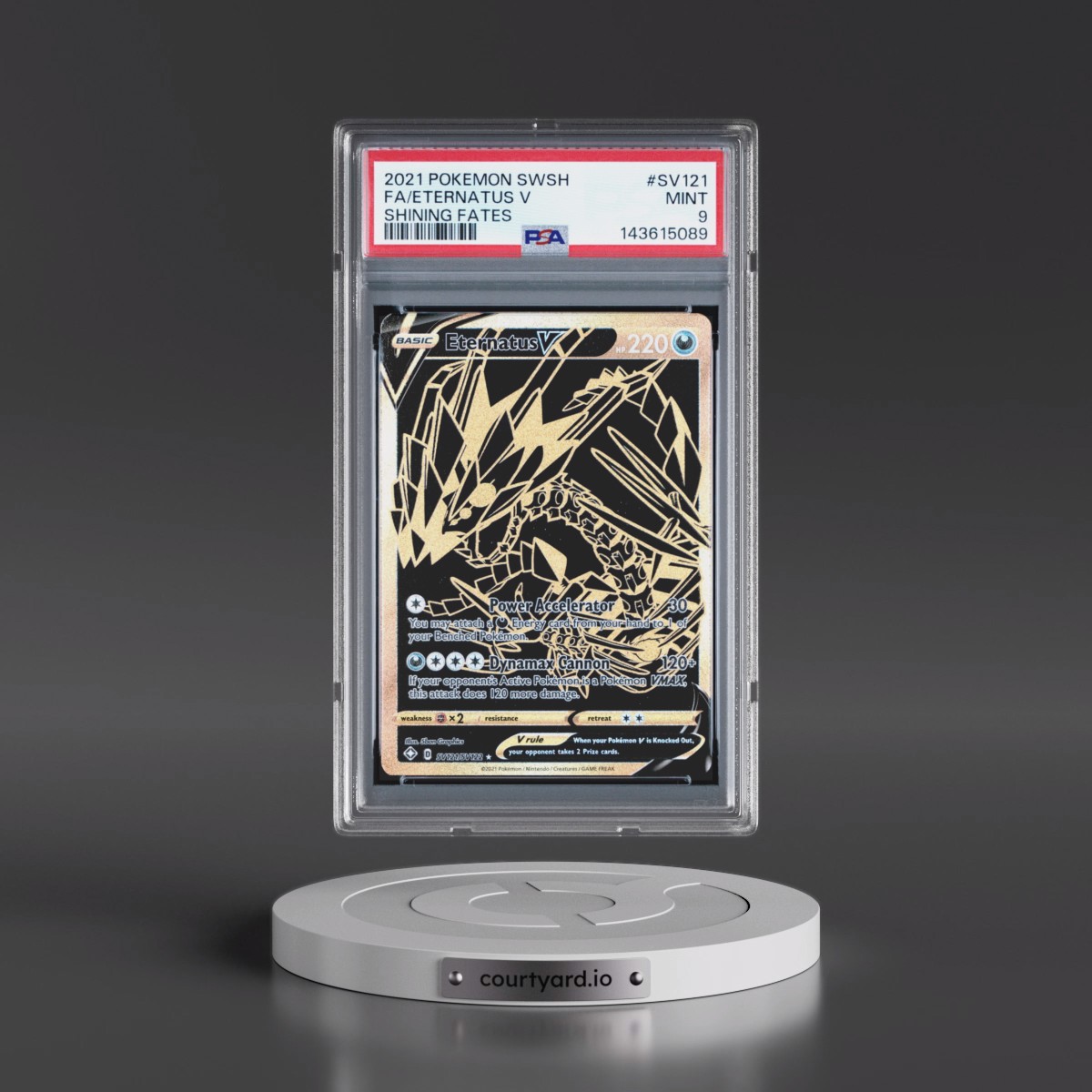 2021 Pokémon Sword & Shield Shining Fates #SV121 Eternatus V - Holo Full Art (PSA 9 MINT)