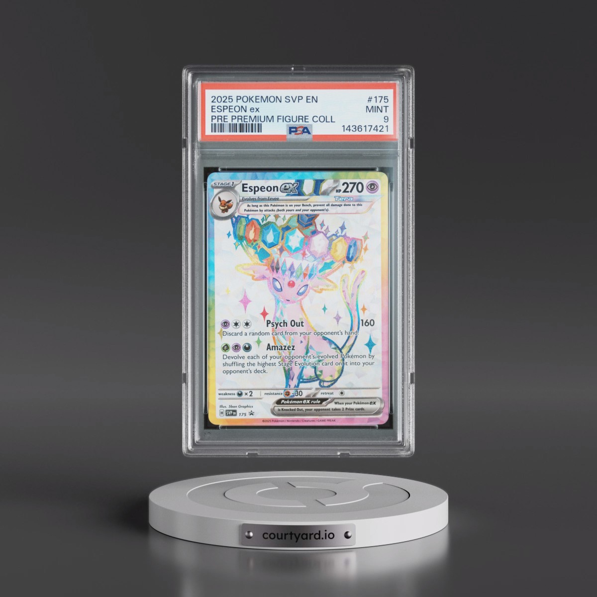2025 Pokémon Svp EN-SV Black Star Promo #175 Espeon EX - Holo Prismatic Evolutions Premium Figure Collection (PSA 9 MINT)