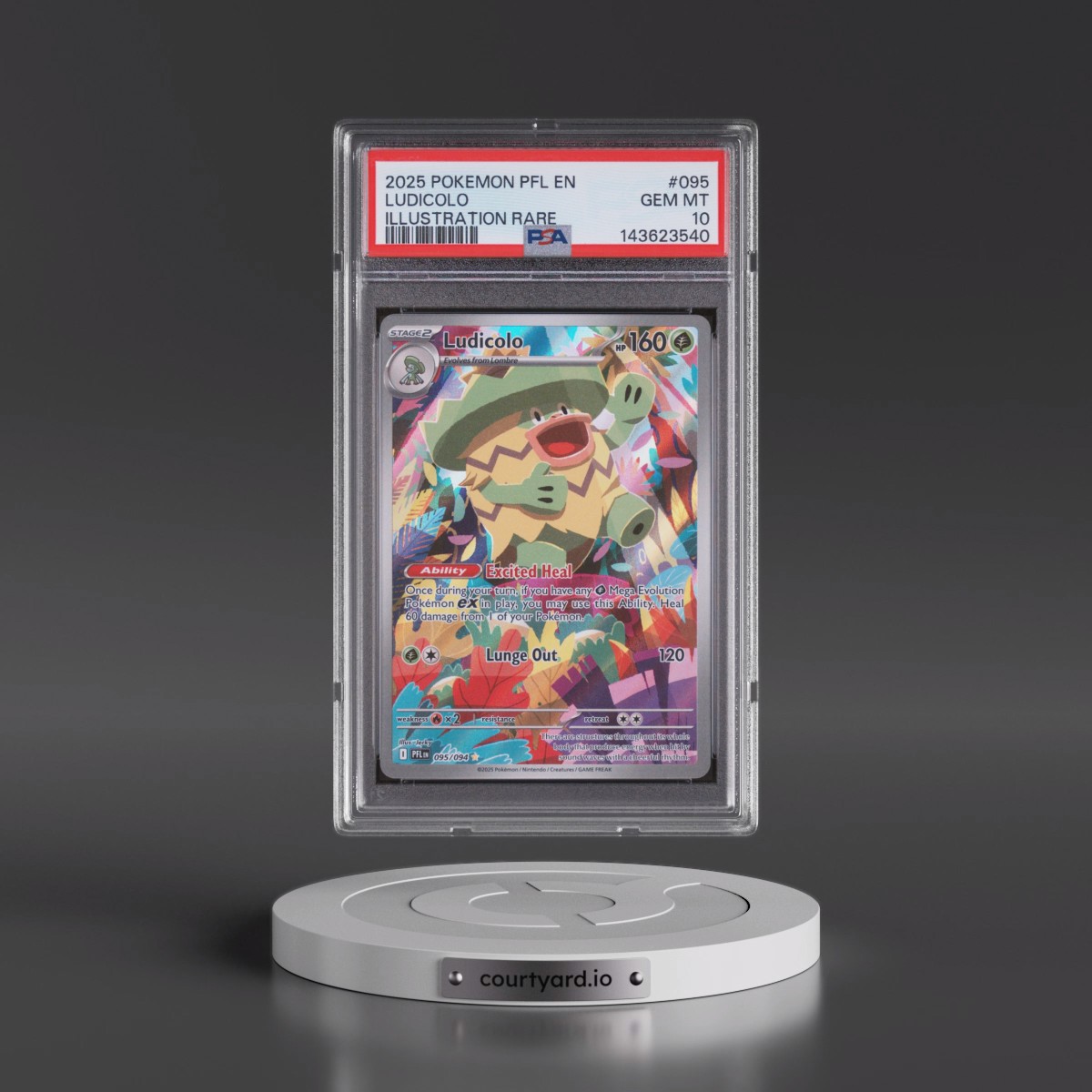 2025 Pokémon Pfl EN-Phantasmal Flames #095 Ludicolo - Illustration Rare (PSA 10 GEM MINT)