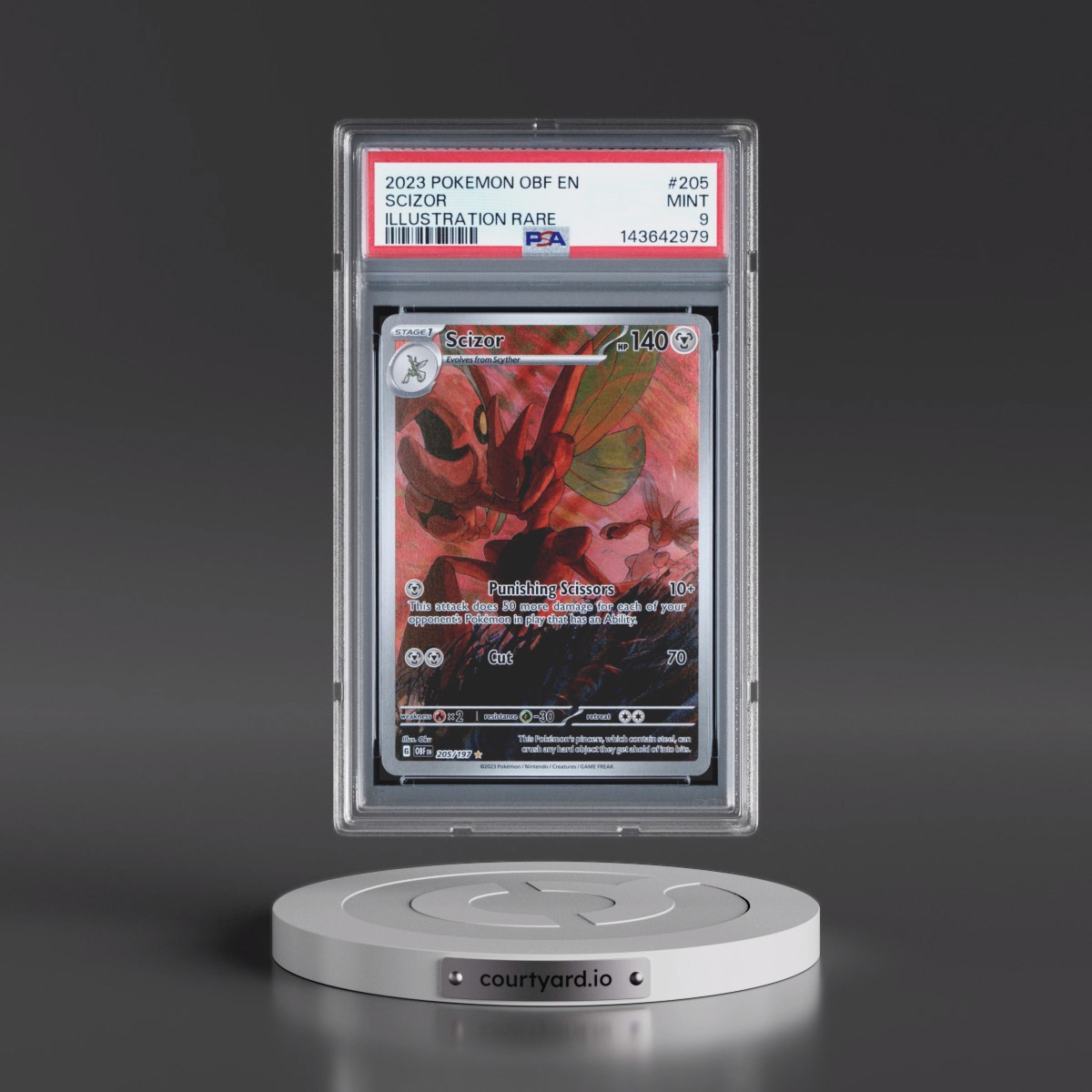 2023 Pokémon Obf EN-Obsidian Flames #205 Scizor - Illustration Rare (PSA 9 MINT)