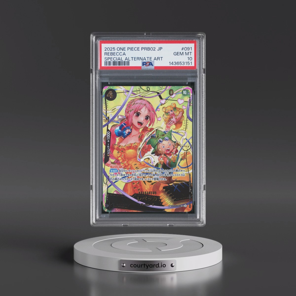 2025 One Piece Japanese PRB02-Premium Booster -One Piece Card the Best- Vol.2 #091 Rebecca - Special Alternate Art (PSA 10 GEM MINT)