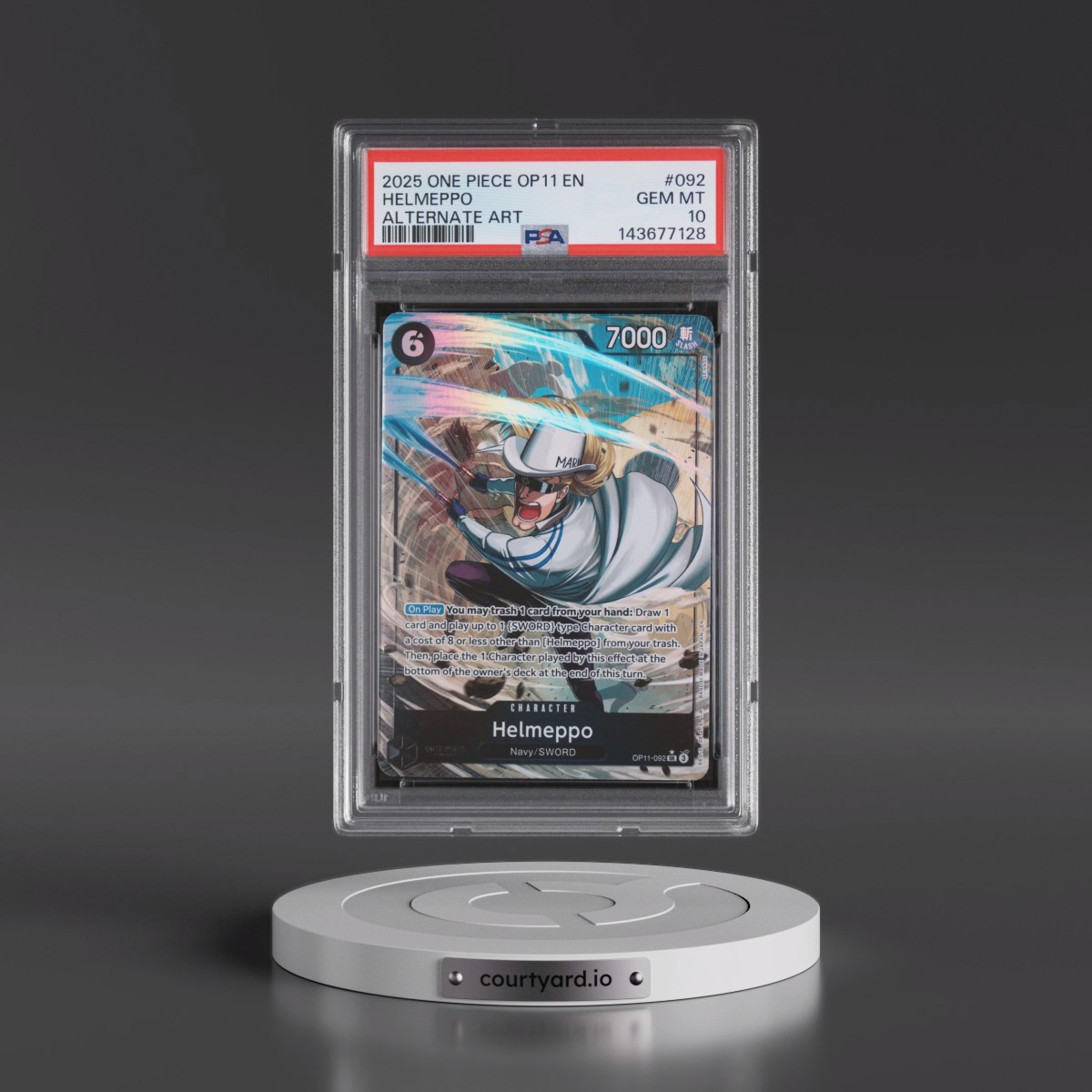 2025 One Piece OP11-A Fist of Divine Speed #092 Helmeppo - Alternate Art (PSA 10 GEM MINT)