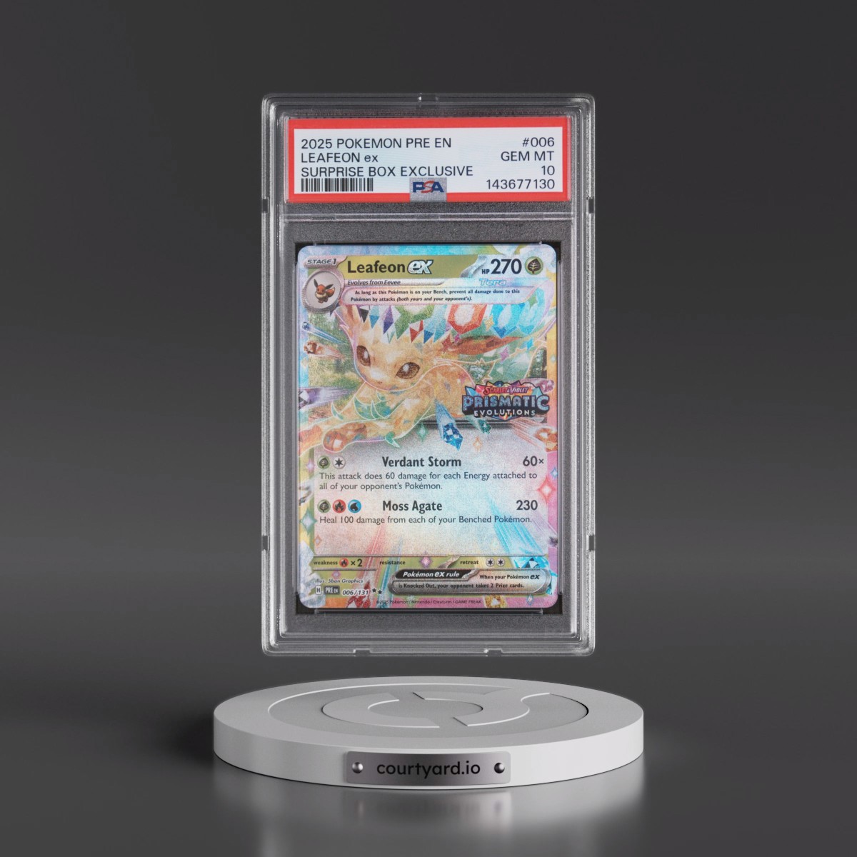 2025 Pokémon Pre EN-Prismatic Evolutions #006 Leafeon EX - Holo Surprise Box Exclusive (PSA 10 GEM MINT)