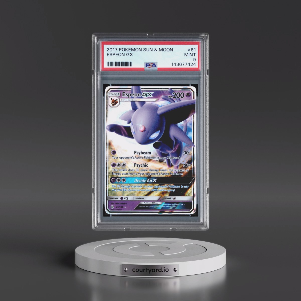 2017 Pokémon Sun & Moon #61 Espeon GX - Holo (PSA 9 MINT)