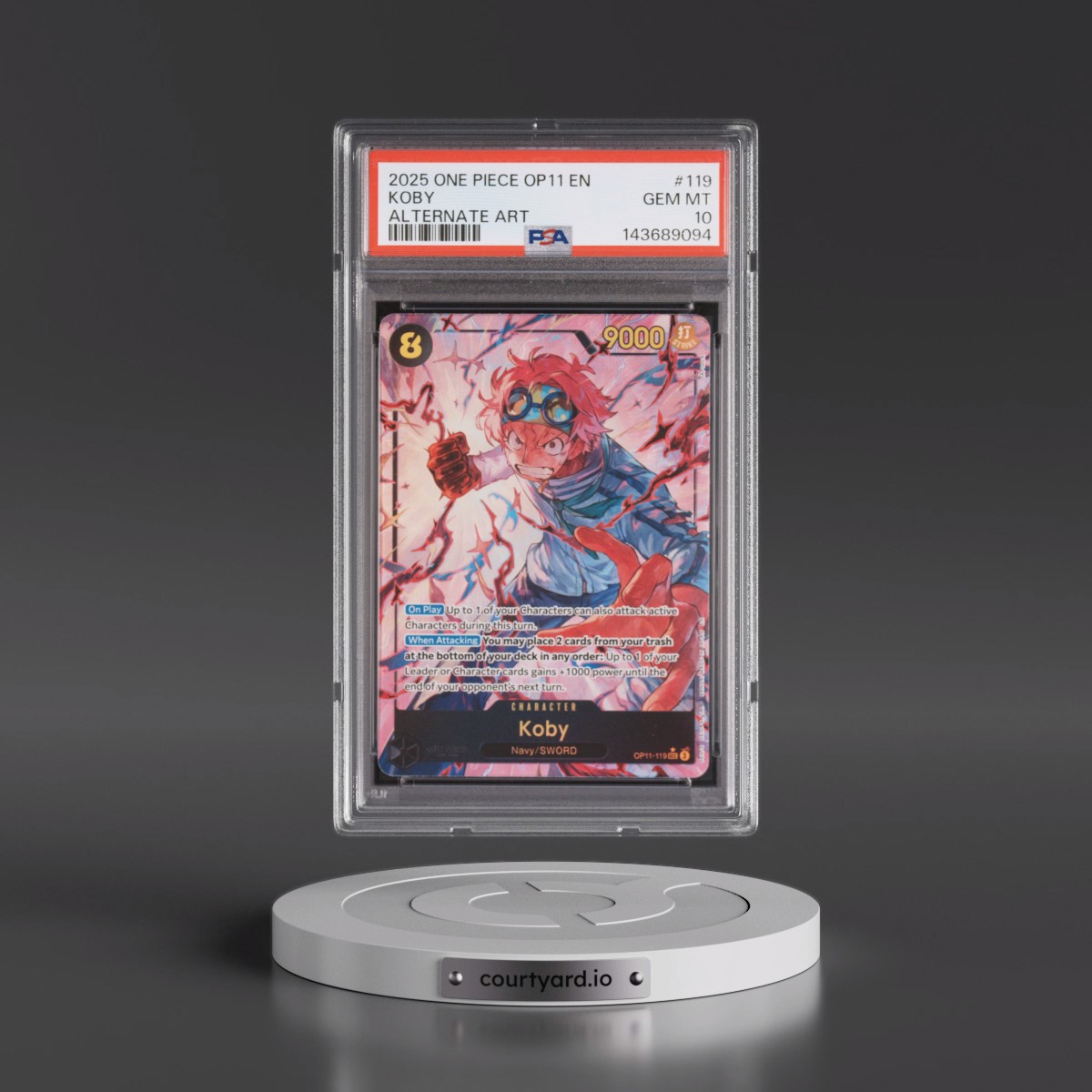 2025 One Piece OP11-A Fist of Divine Speed #119 Koby - Alternate Art (PSA 10 GEM MINT)