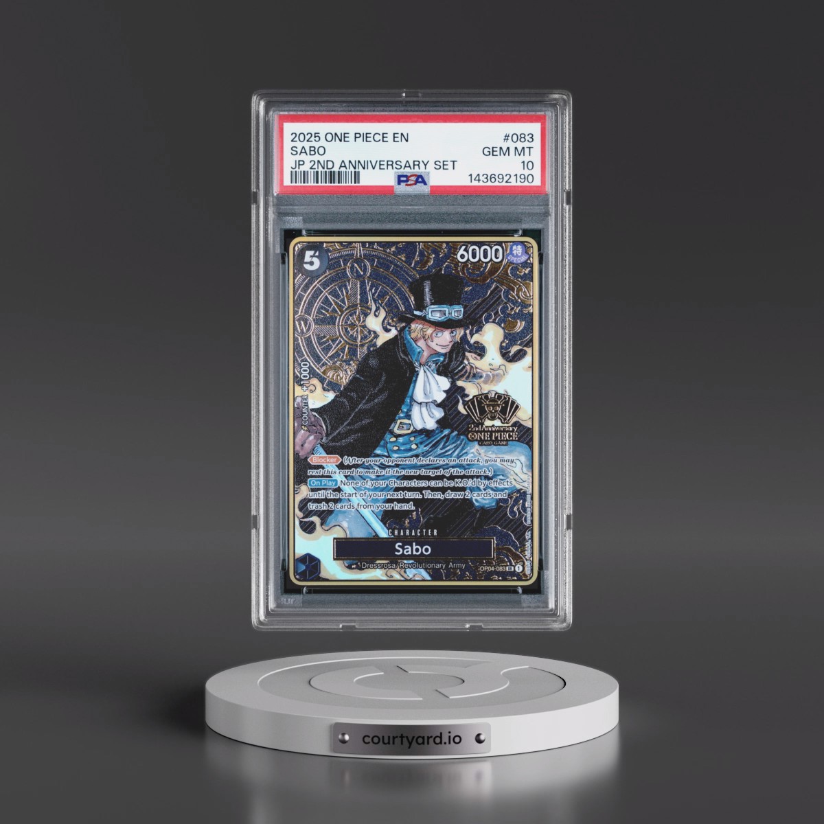 2025 One Piece Japanese 2nd Anniversary Set #083 Sabo (PSA 10 GEM MINT)