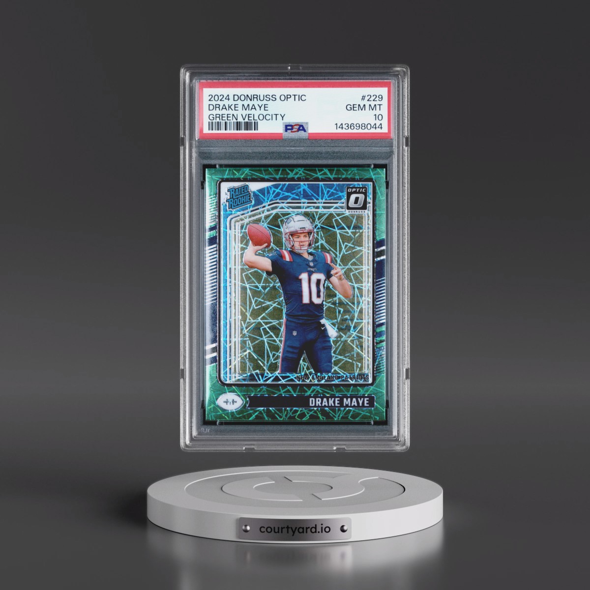 2024 Panini Donruss Optic #229 Drake Maye - Green Velocity (PSA 10 GEM MINT)