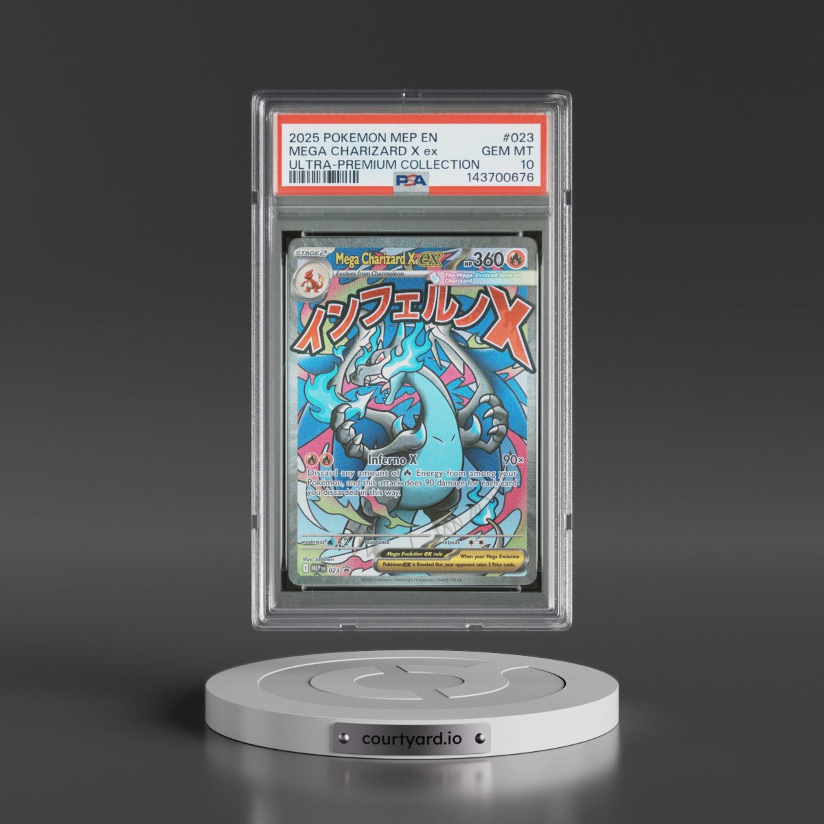 2025 Pokémon Mep EN-Me Black Star Promo #023 Mega Charizard X EX - Holo Mega Charizard X EX Ultra-Premium Collection (PSA 10 GEM MINT)