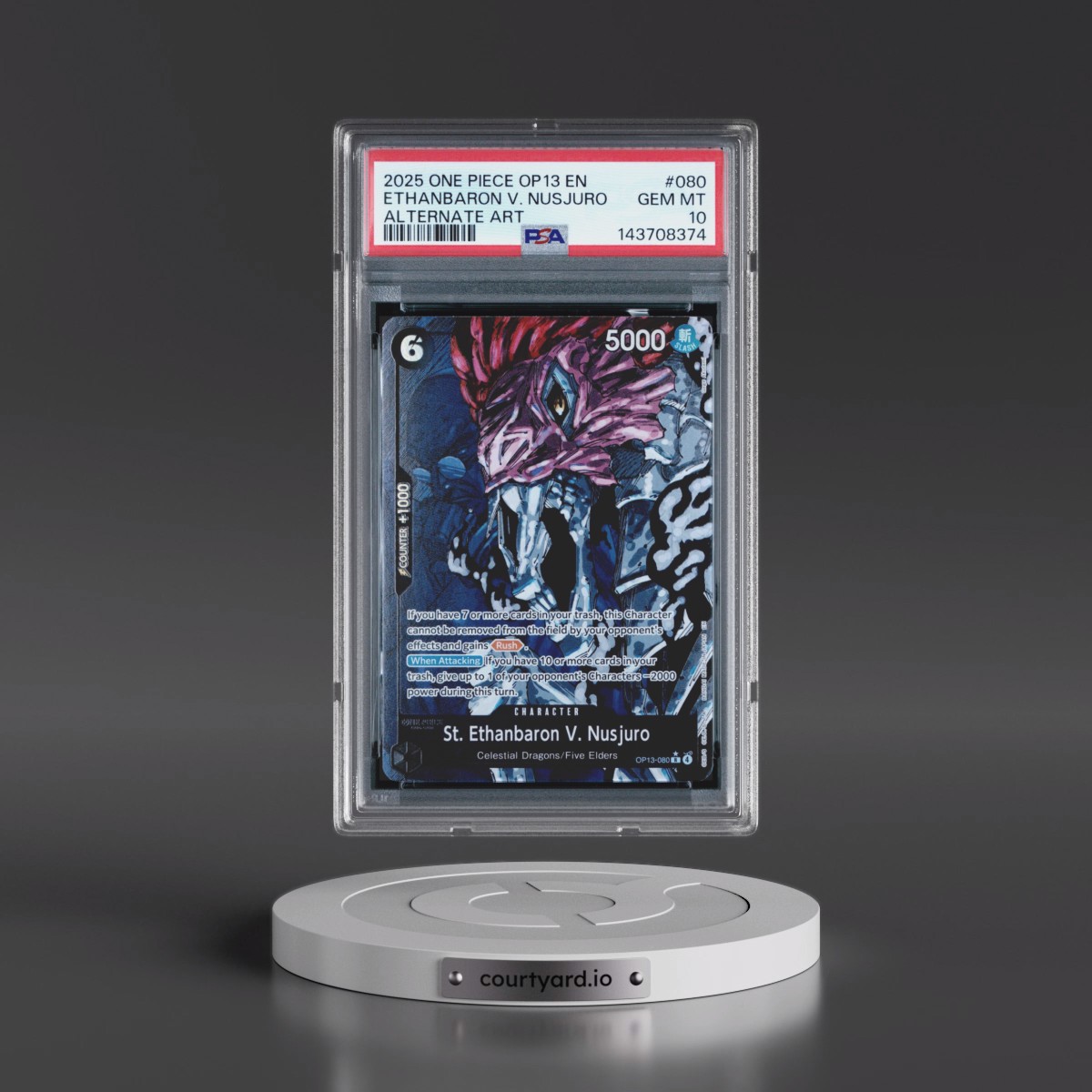 2025 One Piece OP13-Carrying on His Will #080 St. Ethanbaron V. Nusjuro - Alternate Art (PSA 10 GEM MINT)