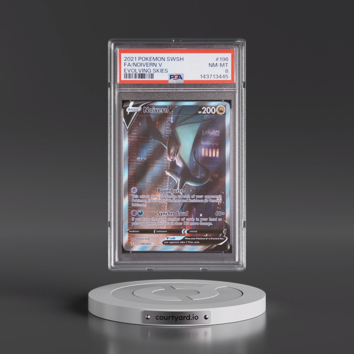 2021 Pokémon Sword & Shield Evolving Skies Noivern V - Holo Full Art #196 PSA 8