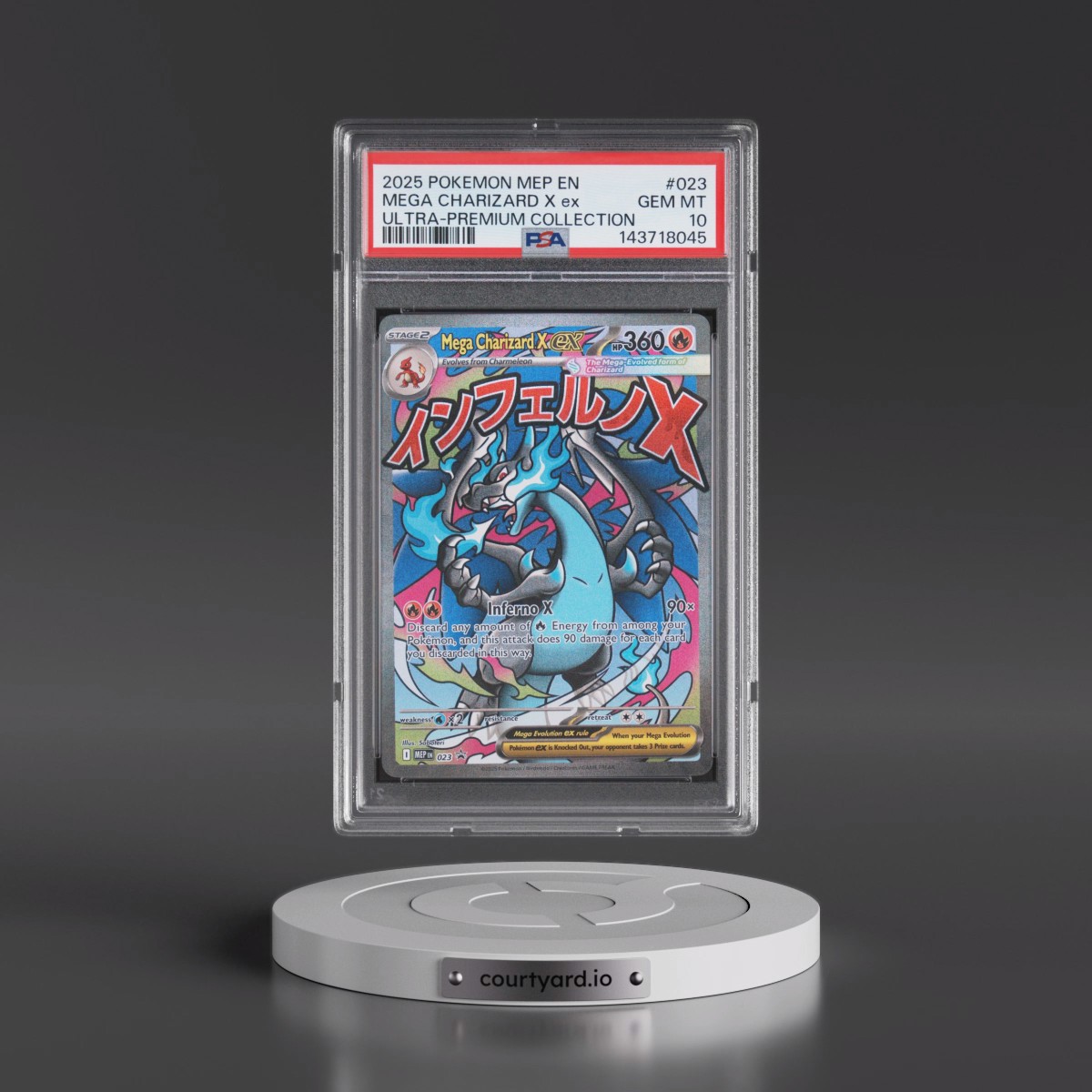 2025 Pokémon Mep EN-Me Black Star Promo #023 Mega Charizard X EX - Holo Mega Charizard X EX Ultra-Premium Collection (PSA 10 GEM MINT)