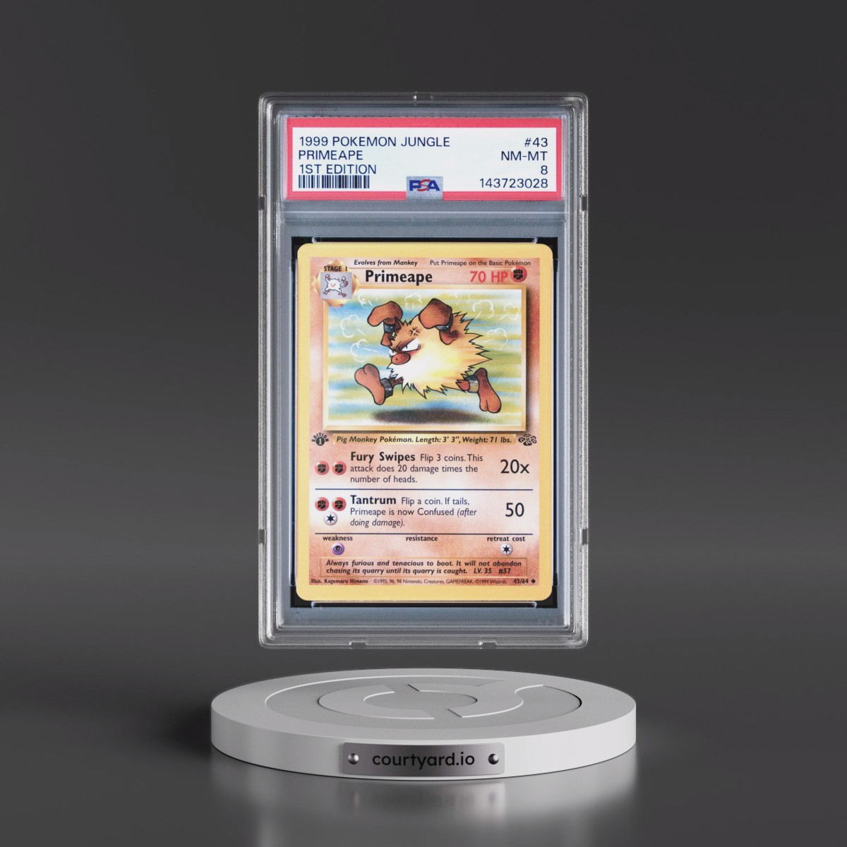 1999 Pokémon Jungle #43 Primeape - 1st Edition (PSA 8 NM-MT)