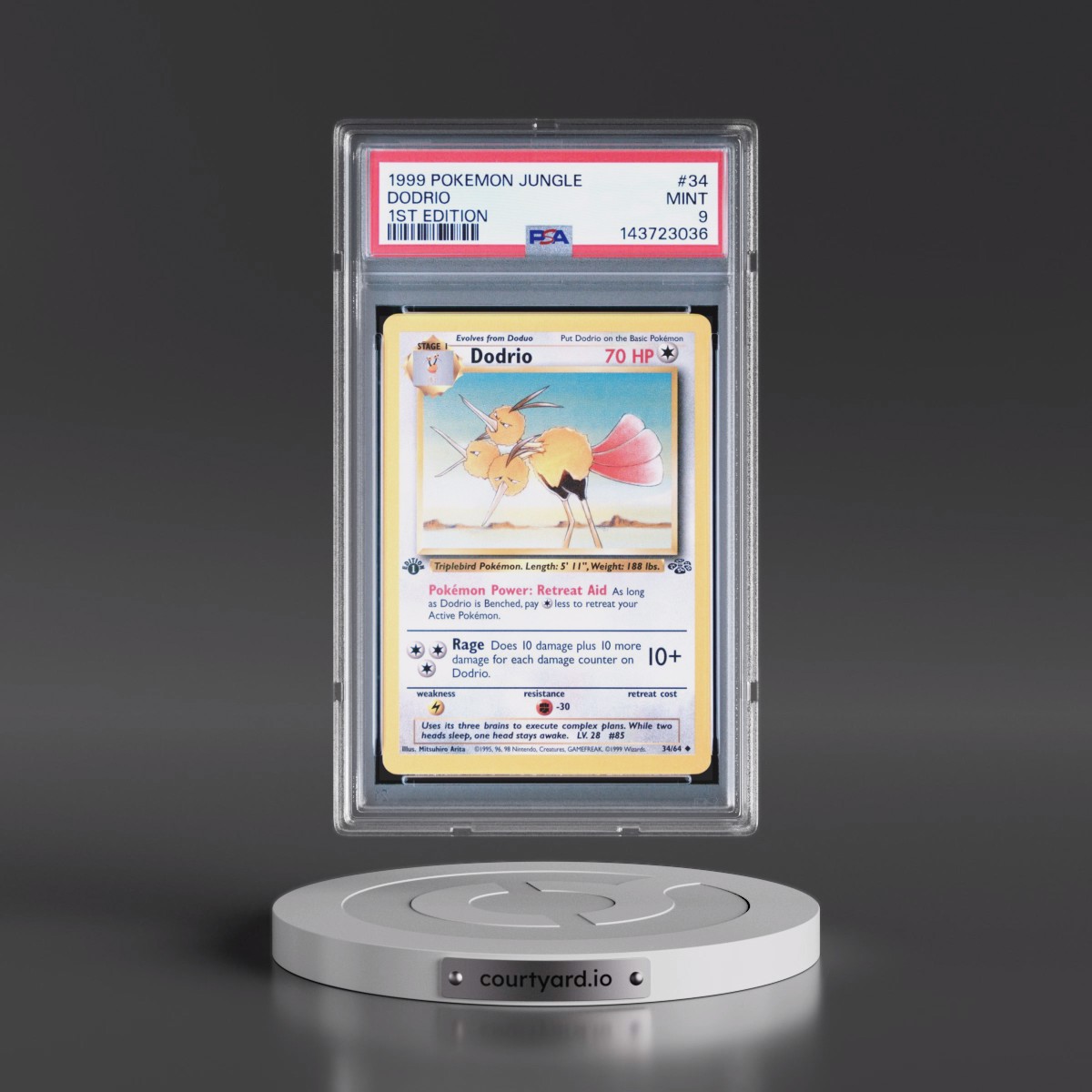 1999 Pokémon Jungle #34 Dodrio - 1st Edition (PSA 9 MINT)