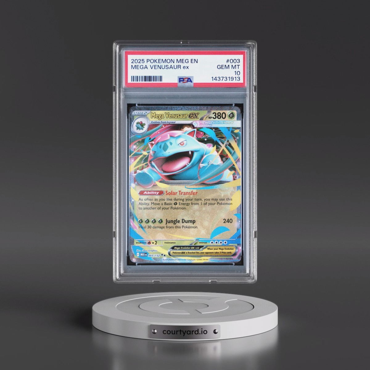 2025 Pokémon Meg EN-Mega Evolution #003 Mega Venusaur EX - Holo (PSA 10 GEM MINT)