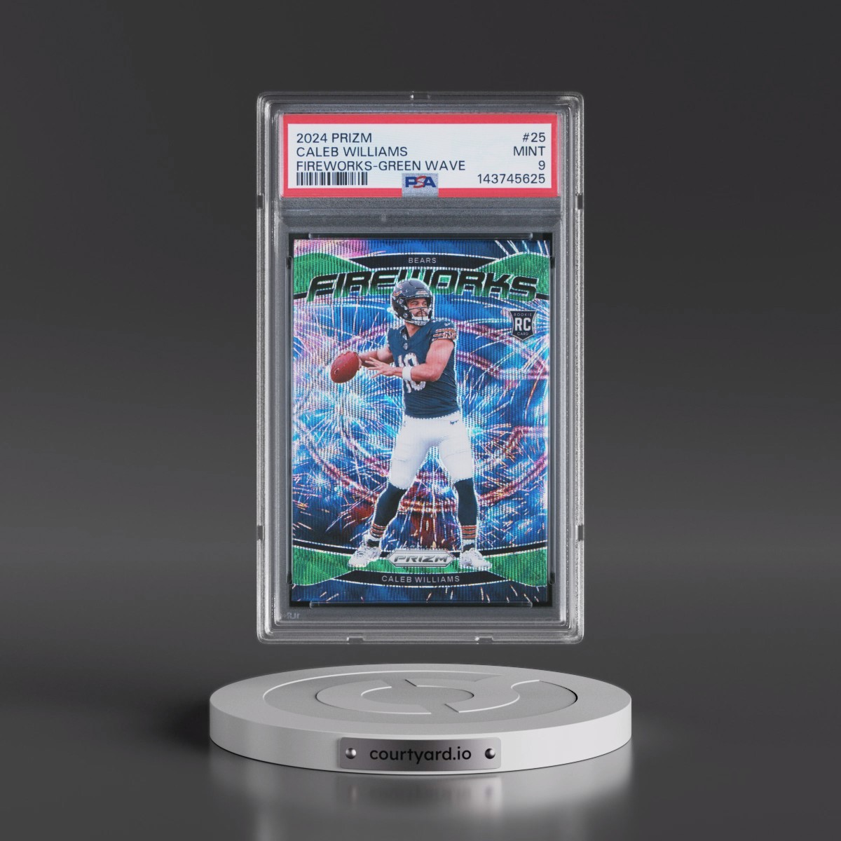 2024 Panini Prizm Fireworks Caleb Williams - Green Wave #25 PSA 9