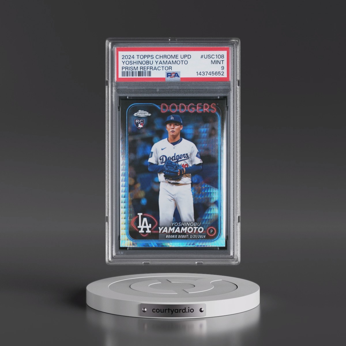 2024 Topps Chrome Update #USC108 Yoshinobu Yamamoto - Prism Refractor (PSA 9 MINT)