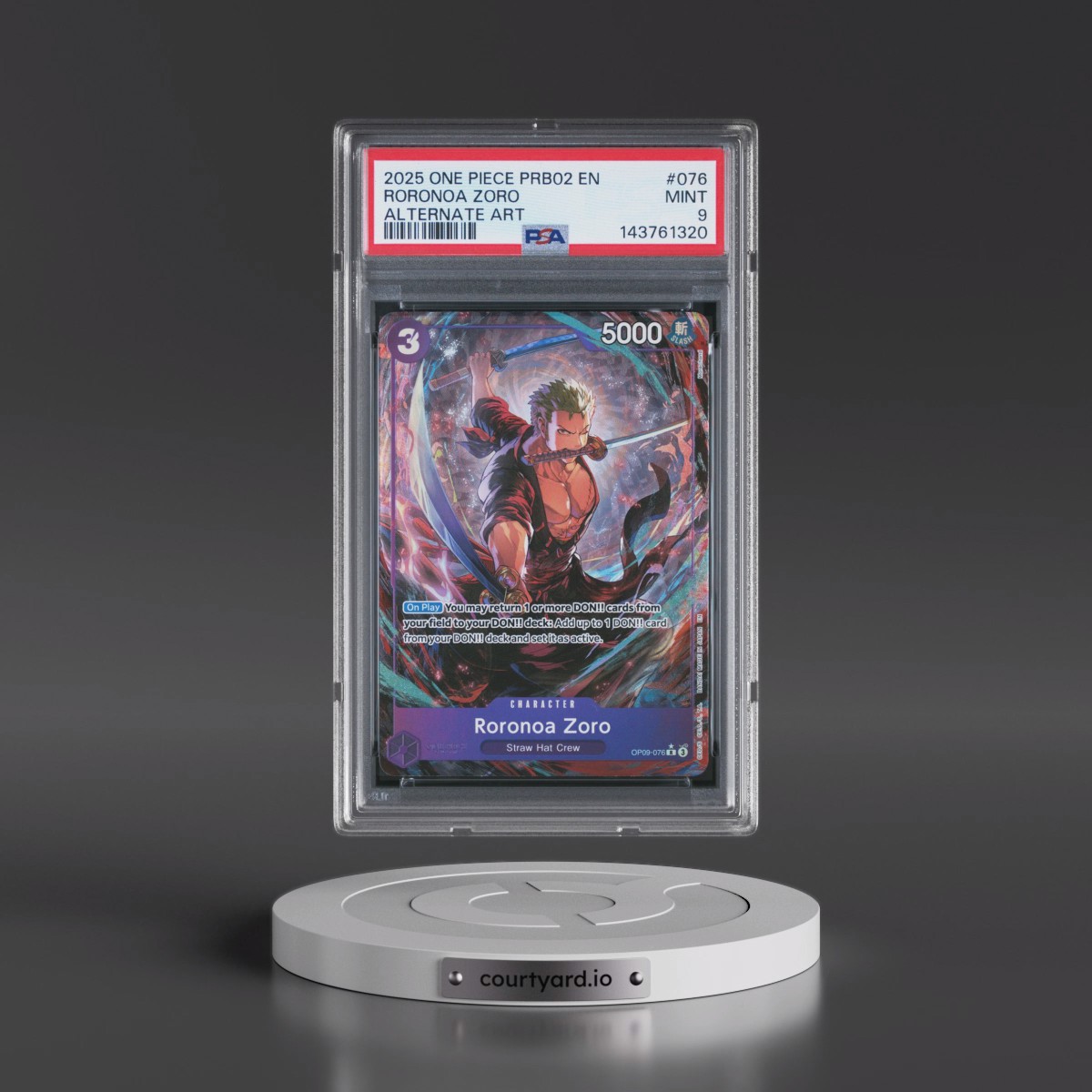 2025 One Piece PRB02-Premium Booster -One Piece Card the Best- Vol.2 #076 Roronoa Zoro - Alternate Art (PSA 9 MINT)