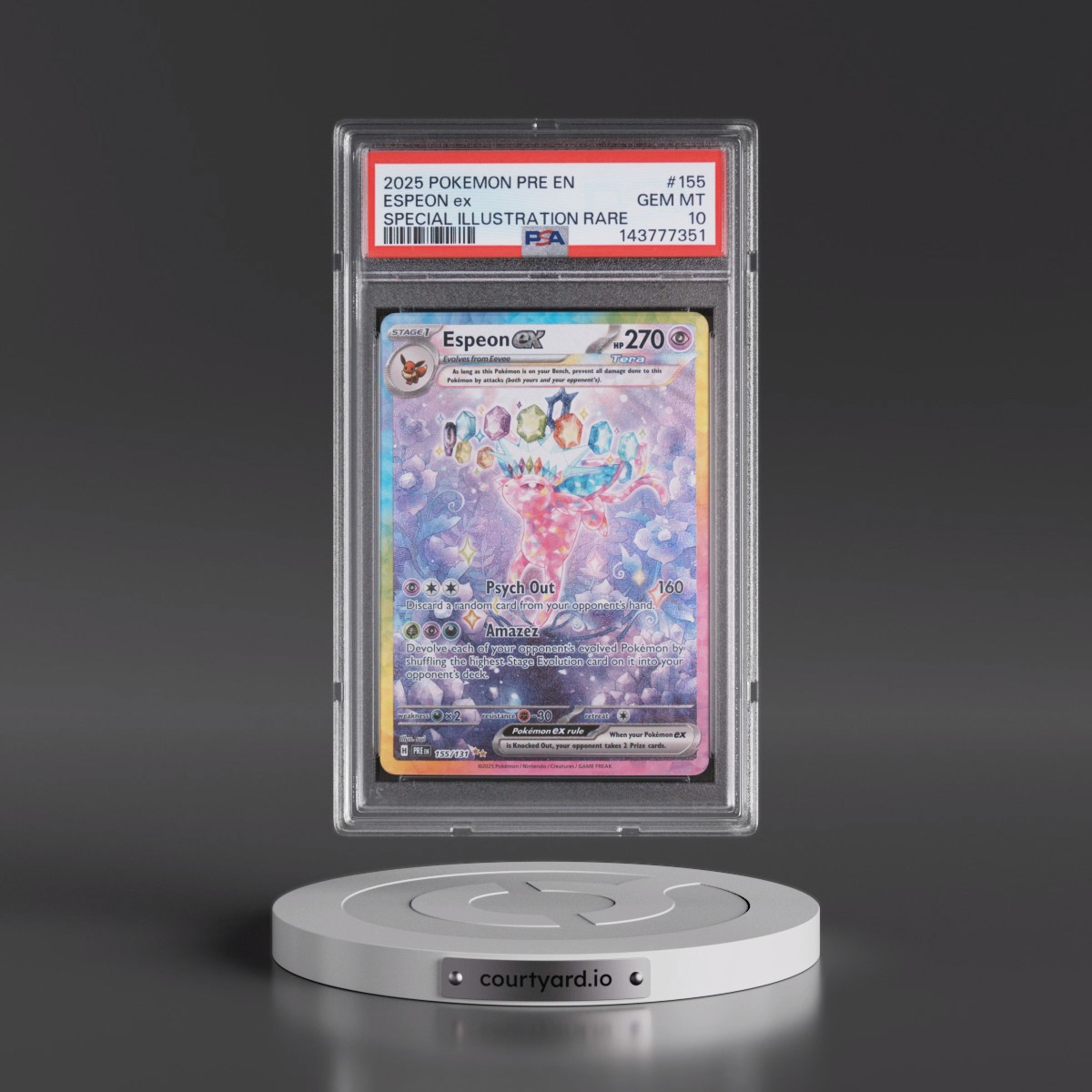 2025 Pokémon Pre EN-Prismatic Evolutions #155 Espeon EX - Holo Special Illustration Rare (PSA 10 GEM MINT) - Photo