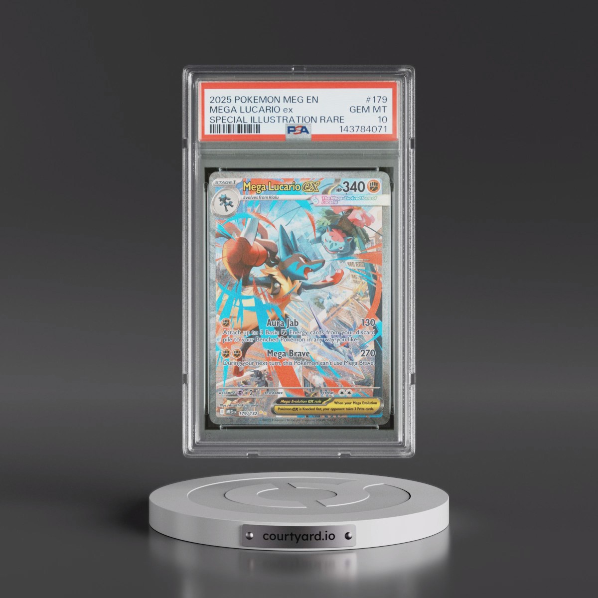 2025 Pokémon Meg EN-Mega Evolution #179 Mega Lucario EX - Holo Special Illustration Rare (PSA 10 GEM MINT)