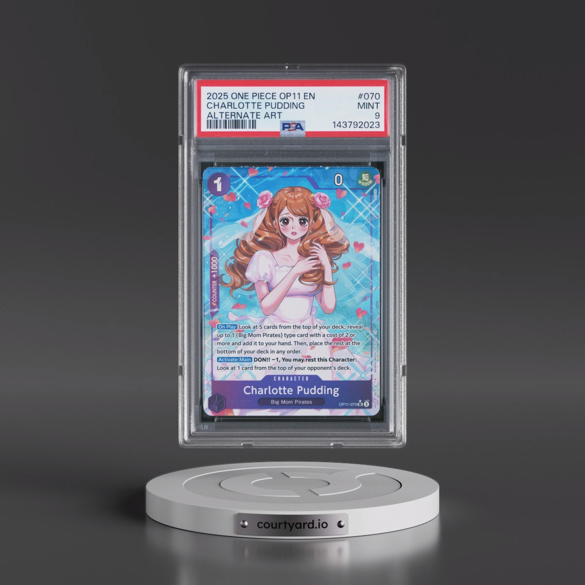 2025 One Piece OP11-A Fist of Divine Speed #070 Charlotte Pudding - Alternate Art (PSA 9 MINT)