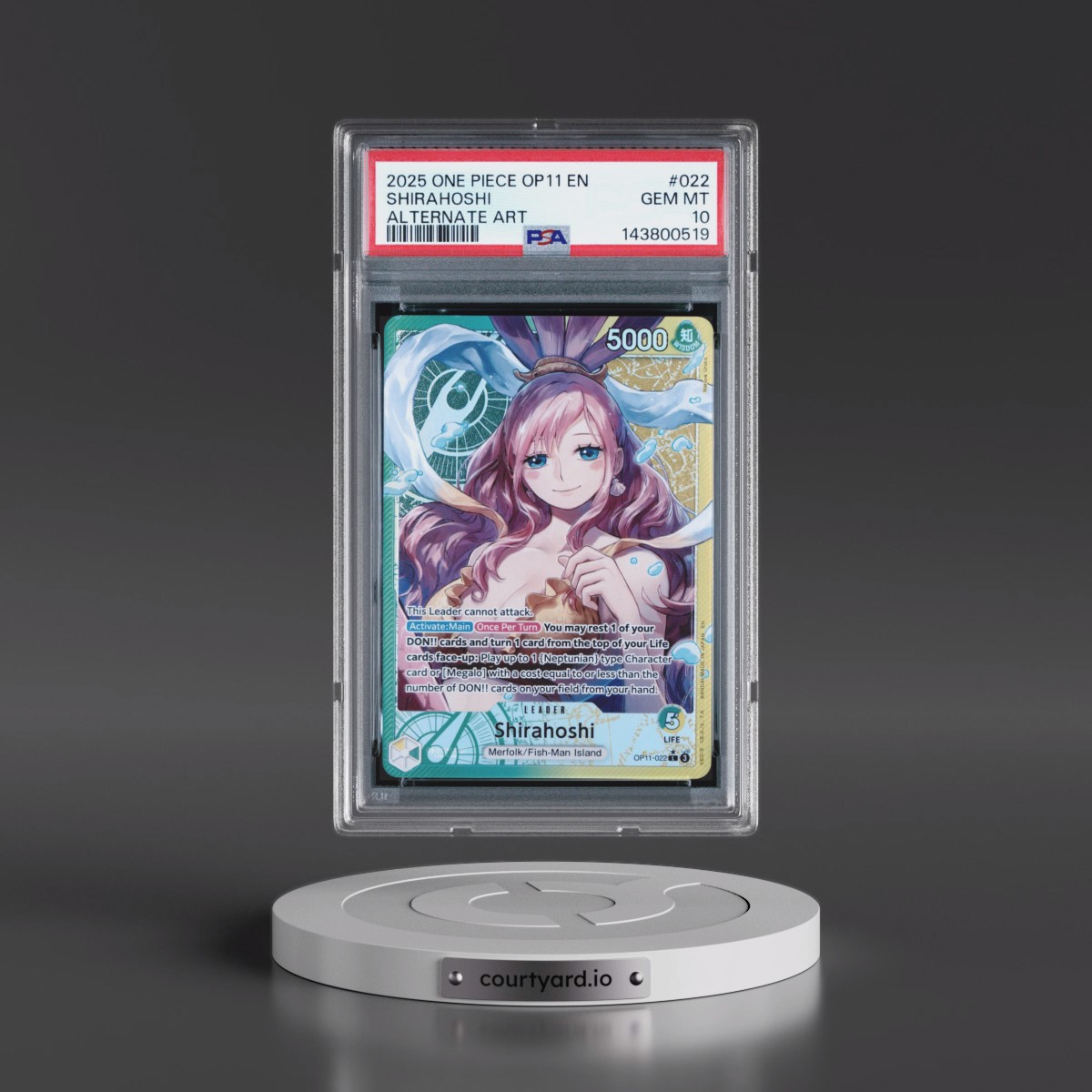 2025 One Piece OP11-A Fist of Divine Speed #022 Shirahoshi - Alternate Art (PSA 10 GEM MINT)