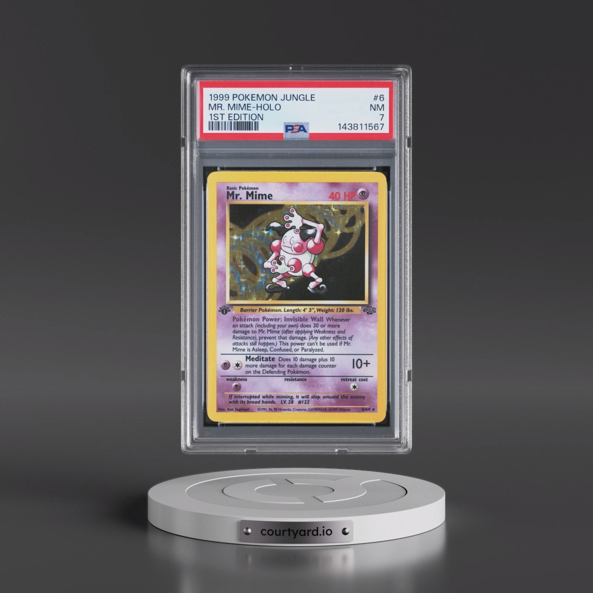 1999 Pokémon Jungle #6 Mr. Mime - 1st Edition Holo (PSA 7 NM)