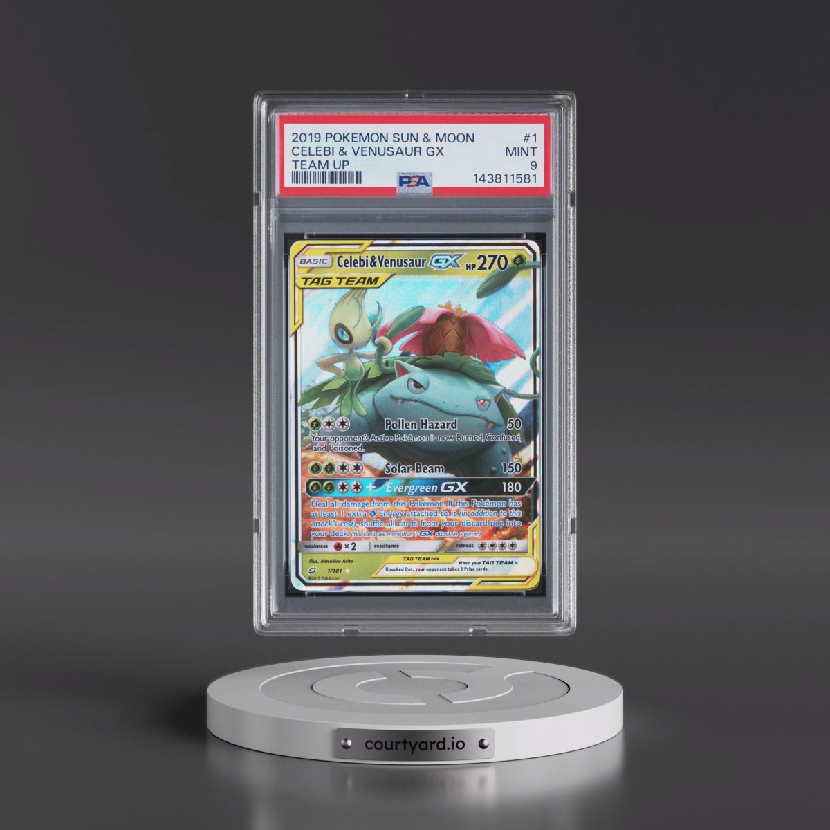 2019 Pokémon Sun & Moon Team Up #1 Celebi & Venusaur GX - Holo (PSA 9 MINT)