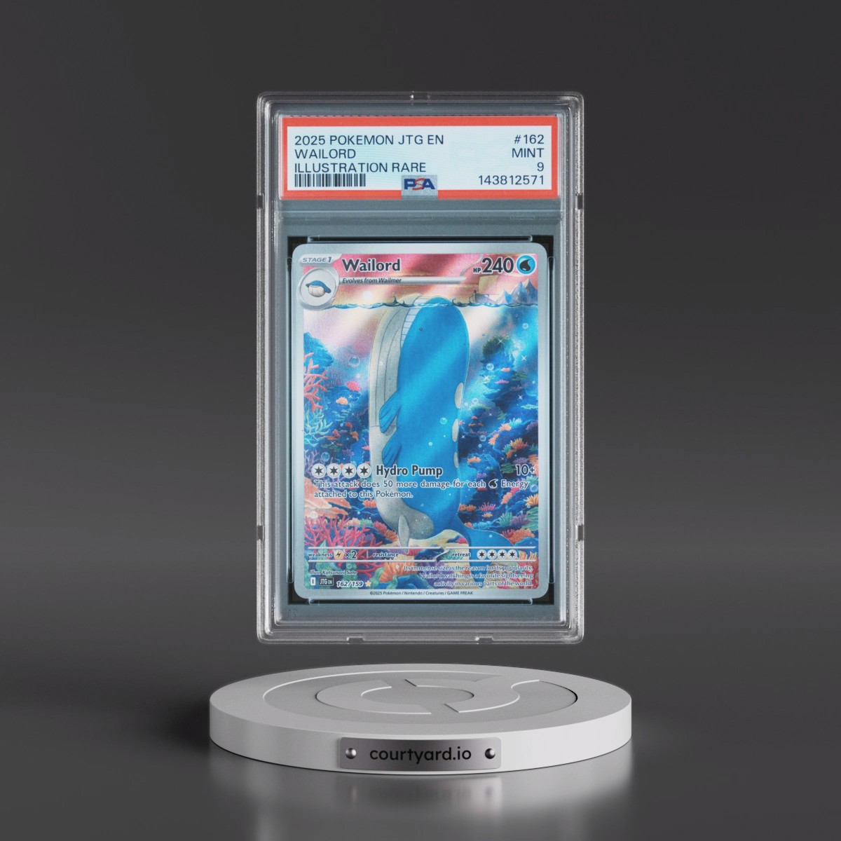 2025 Pokémon Jtg EN-Journey Together #162 Wailord - Illustration Rare (PSA 9 MINT)