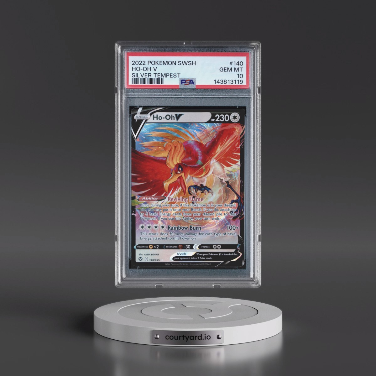 2022 Pokémon Sword & Shield Silver Tempest #140 HO-Oh V - Holo (PSA 10 GEM MINT)