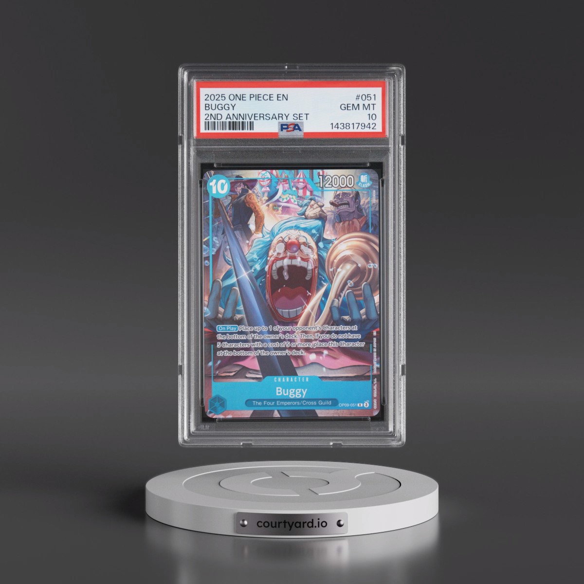 2025 One Piece English Version 2nd Anniversary Set #051 Buggy (PSA 10 GEM MINT)