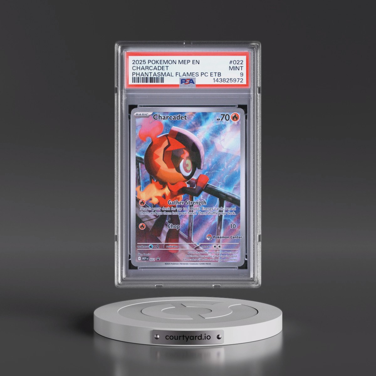 2025 Pokémon Mep EN-Me Black Star Promo #022 Charcadet - Phantasmal Flames Pokemon Center Elite Trainer Box (PSA 9 MINT)