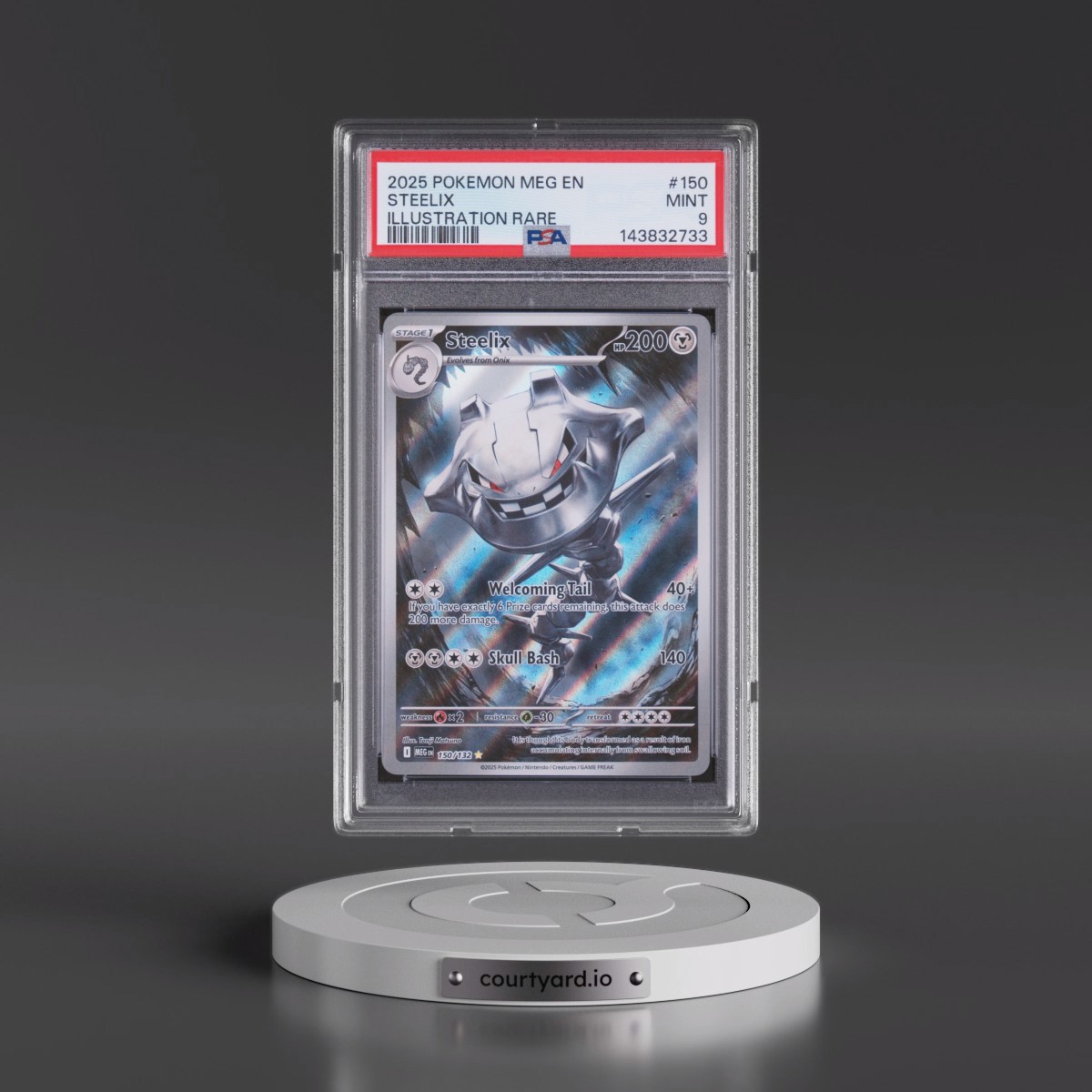 2025 Pokémon Meg EN-Mega Evolution #150 Steelix - Illustration Rare (PSA 9 MINT)